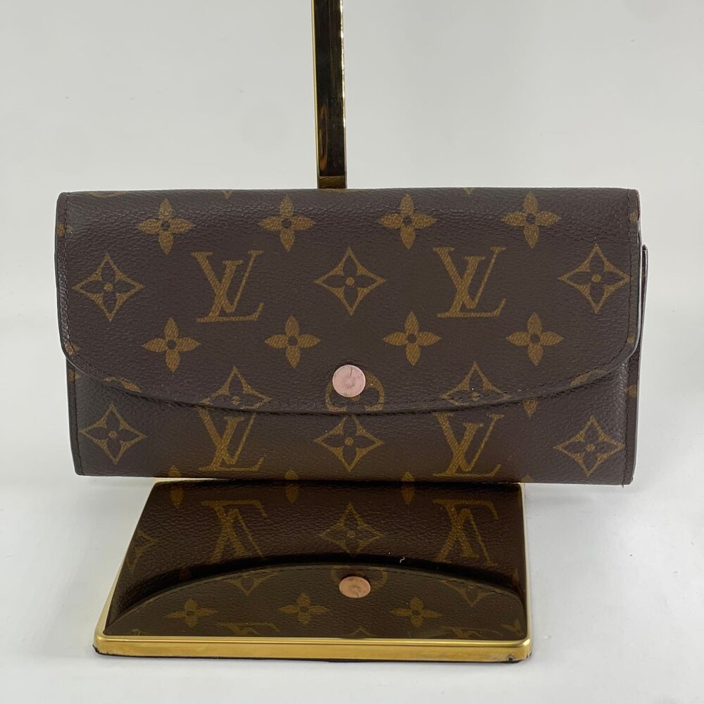 Authentic Louis Vuitton Emilie Monogram Canvas Rose Ballerine Leather Wallet